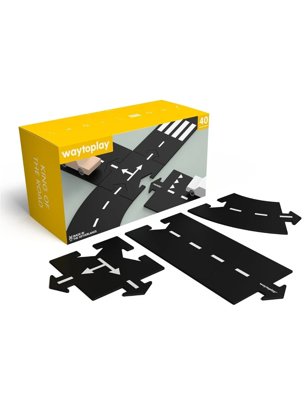 Waytoplay Black Road Play Set - King of the Road 40 pieces